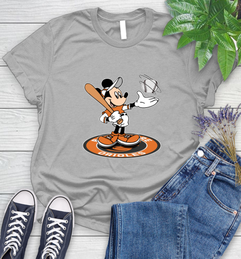 MLB Baseball Baltimore Orioles Cheerful Mickey Disney Shirt Women's T-Shirt 5