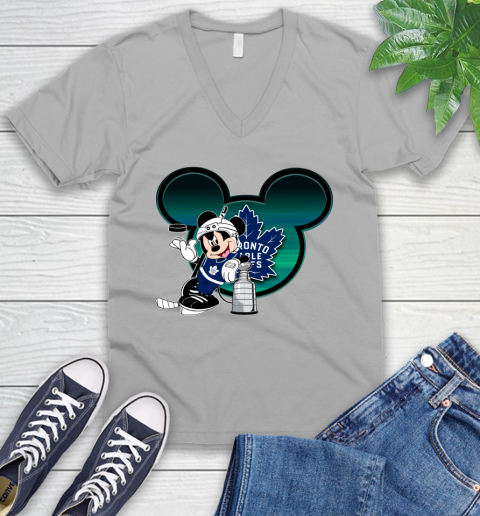 NHL Toronto Maple Leafs Stanley Cup Mickey Mouse Disney Hockey T Shirt V-Neck T-Shirt 4