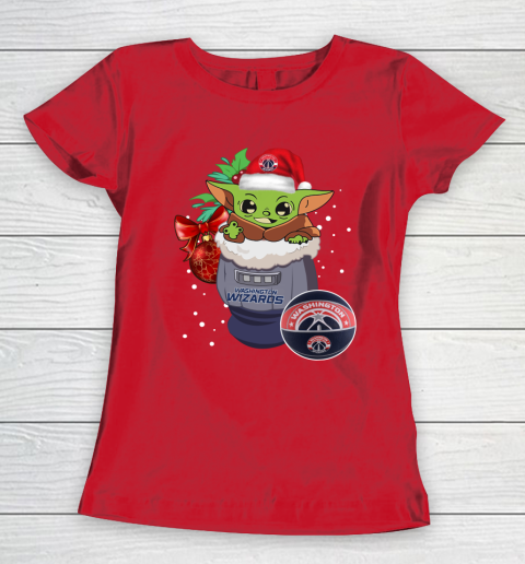 Washington Wizards Christmas Baby Yoda Star Wars Funny Happy NBA Women's T-Shirt 10