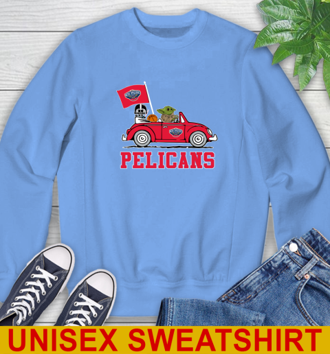 NBA Basketball New Orleans Pelicans Darth Vader Baby Yoda Driving Star Wars Shirt Sweatshirt 11
