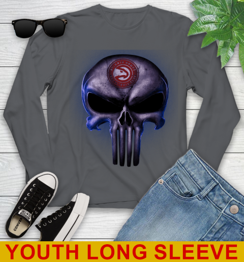 Atlanta Hawks NBA Basketball Punisher Skull Sports Youth Long Sleeve 9