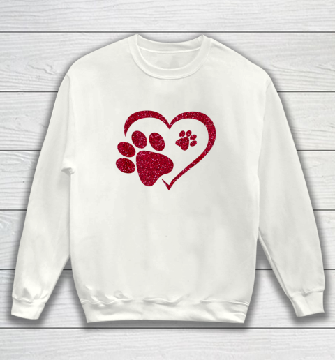 Paw Print Heart Dog Cat Owner Lover Girl Valentine Day Sweatshirt