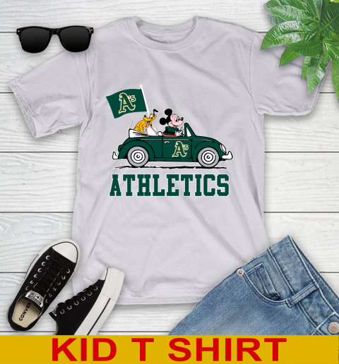 MLB Baseball Oakland Athletics Pluto Mickey Driving Disney Shirt Youth T-Shirt 5