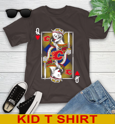 NHL Hockey Calgary Flames The Queen Of Hearts Card Shirt Youth T-Shirt 6