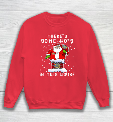 Denver Nuggets Christmas There Is Some Hos In This House Santa Stuck In The Chimney NBA Sweatshirt 7