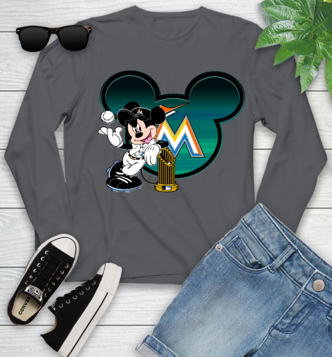 MLB Miami Marlins The Commissioner's Trophy Mickey Mouse Disney Youth Long Sleeve 8