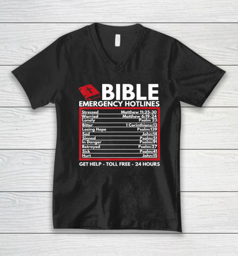 Bible Emergency Numbers  Funny Christian Bible V-Neck T-Shirt
