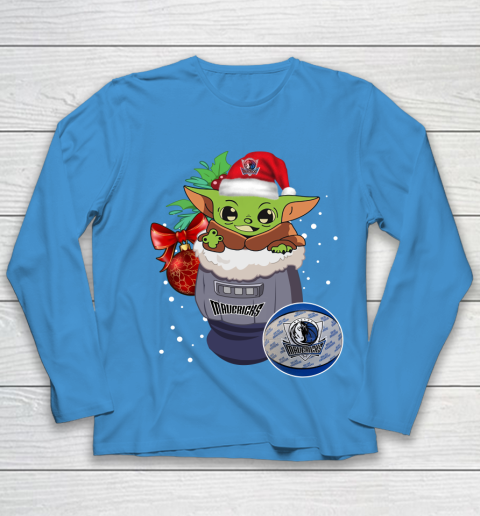Dallas Mavericks Christmas Baby Yoda Star Wars Funny Happy NBA Youth Long Sleeve 7