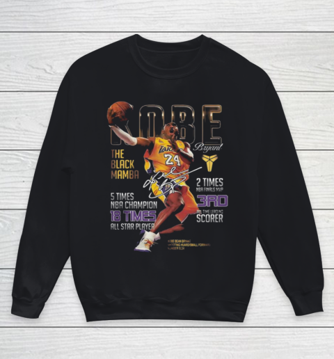 Kobe Bryant The Black Mamba 5 Times NBA Champions Signatures Youth Sweatshirt
