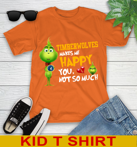 NBA Minnesota Timberwolves Makes Me Happy You Not So Much Grinch Basketball Sports Youth T-Shirt 8