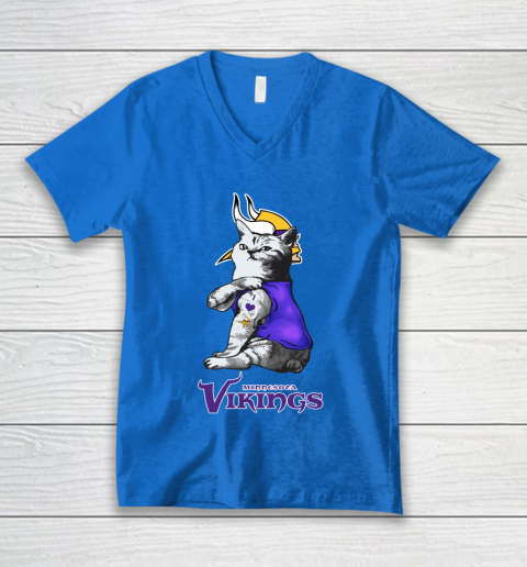 NFL Football My Cat Loves Minnesota Vikings V-Neck T-Shirt 5