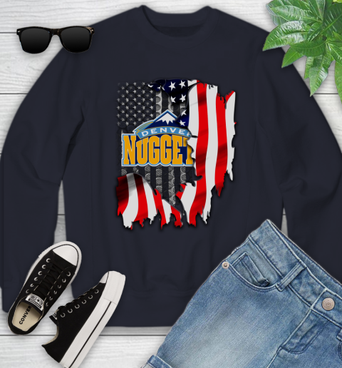 Denver Nuggets NBA Basketball American Flag Youth Sweatshirt 2