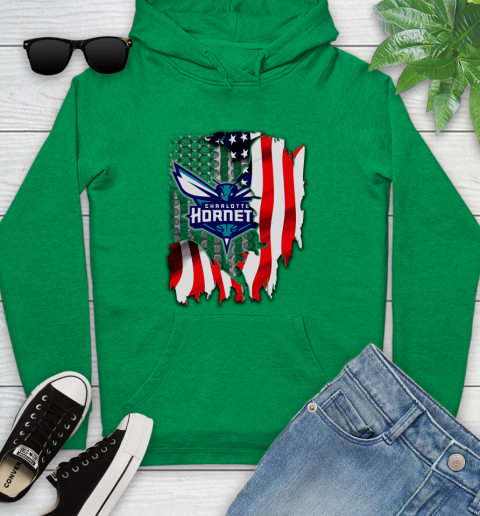 Charlotte Hornets NBA Basketball American Flag Youth Hoodie 9