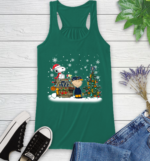 Utah Jazz NBA Basketball Christmas The Peanuts Movie Snoopy Championship Racerback Tank 6