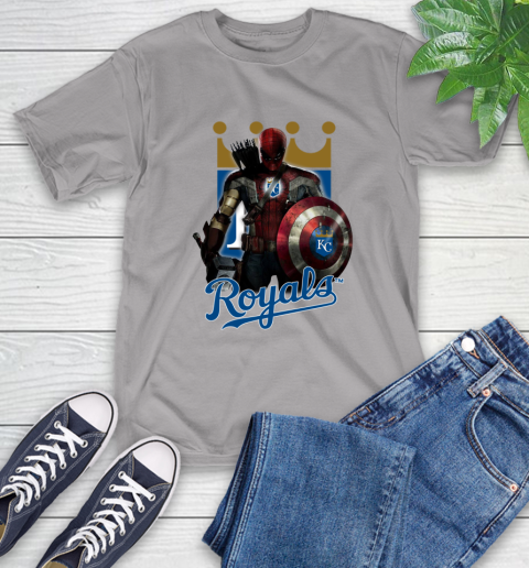 MLB Captain America Thor Spider Man Hawkeye Avengers Endgame Baseball Kansas City Royals T-Shirt 6