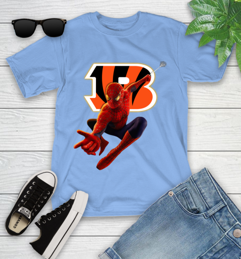 NFL Spider Man Avengers Endgame Football Cincinnati Bengals Youth T-Shirt 11