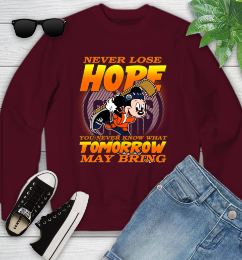 Edmonton Oilers NHL Hockey ootball Mickey Disney Never Lose Hope Youth Sweatshirt 4
