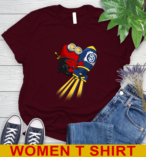 MLB Baseball San Diego Padres Deadpool Minion Marvel Shirt Women's T-Shirt 6