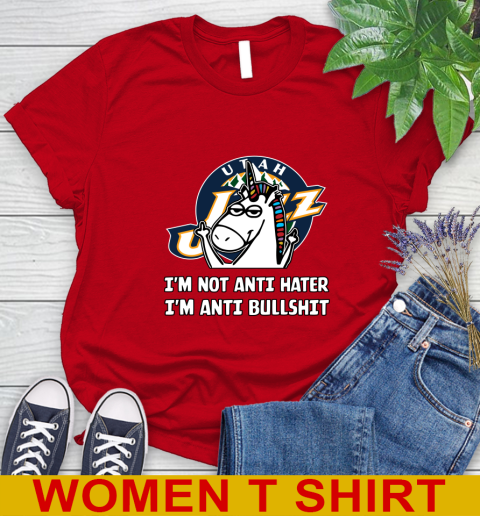 Utah Jazz NBA Basketball Unicorn I'm Not Anti Hater I'm Anti Bullshit Women's T-Shirt 10