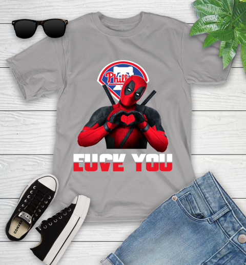 MLB Philadelphia Phillies Deadpool Love You Fuck You Baseball Sports Youth T-Shirt 4