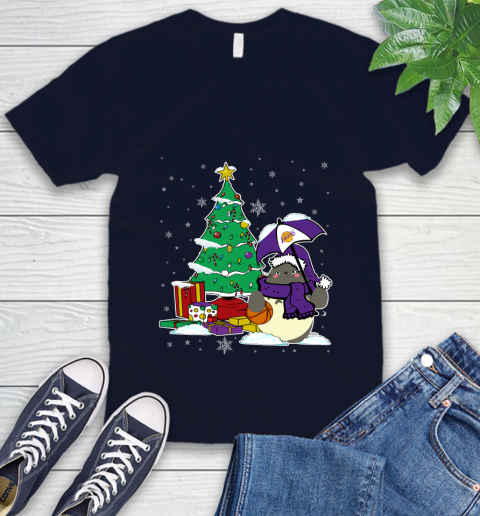 Los Angeles Lakers NBA Basketball Cute Tonari No Totoro Christmas Sports (1) V-Neck T-Shirt 2
