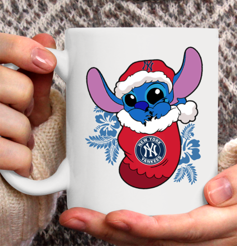 New York Yankees Christmas Stitch In The Sock Funny Disney MLB Ceramic Mug 11oz 4