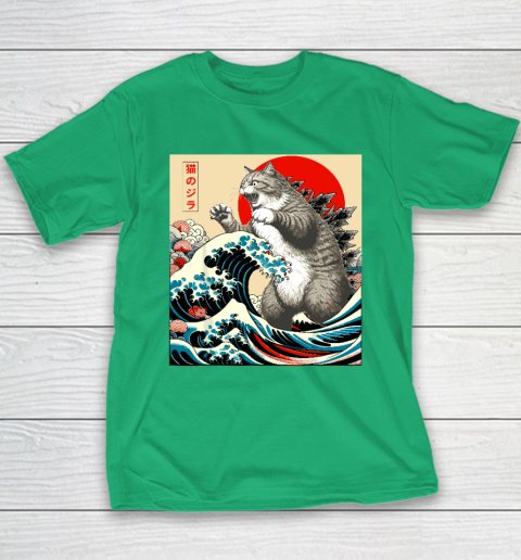 Catzilla Cat Japanese Art Funny Cat Youth T-Shirt 4