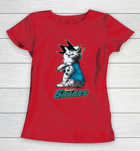 NHL My Cat Loves San Jose Sharks Hockey Women's T-Shirt 9