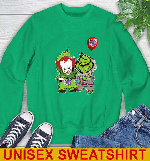 Sacramento Kings Baby Pennywise Grinch Christmas NBA Basketball Sweatshirt 6