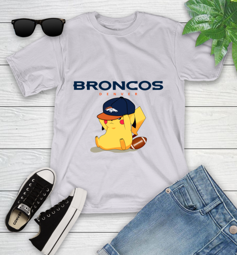 NFL Pikachu Football Sports Denver Broncos Youth T-Shirt 4