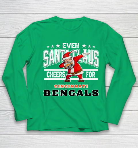 Cincinnati Bengals Even Santa Claus Cheers For Christmas NFL Youth Long Sleeve 4