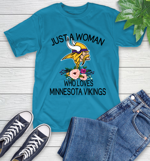 NFL Just A Woman Who Loves Minnesota Vikings Football Sports T-Shirt 7