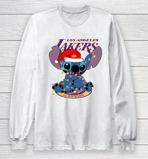 Los Angeles Lakers NBA noel stitch Basketball Christmas Long Sleeve T-Shirt