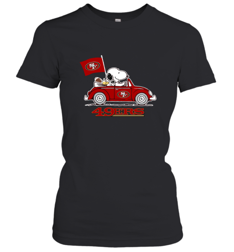 Snoopy And Woodstock Ride The San Francisco 49ers Car NFL Women's T-Shirt
