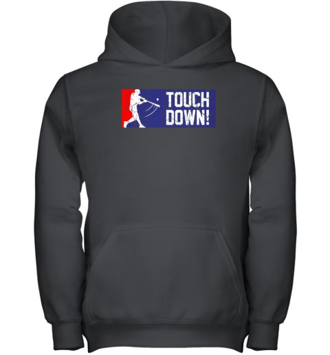 wt1n touchdown baseball funny family gift base ball youth hoodie 43 front black