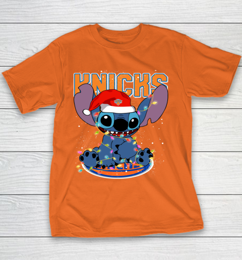 New York Knicks NBA noel stitch Basketball Christmas Youth T-Shirt 3