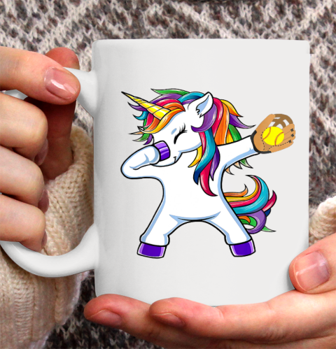 Dabbing Unicorn Softball T Shirt Funny Dab Gift Ceramic Mug 11oz 4