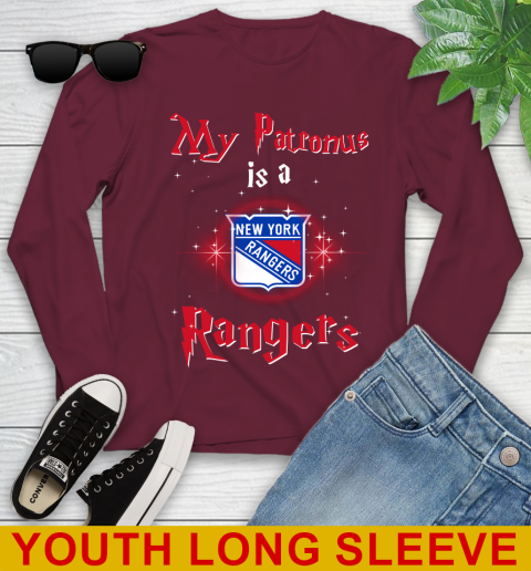NHL Hockey Harry Potter My Patronus Is A New York Rangers Youth Long Sleeve 6