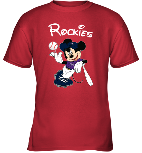 Baseball Mickey Team Colorado Rockies Youth T-Shirt