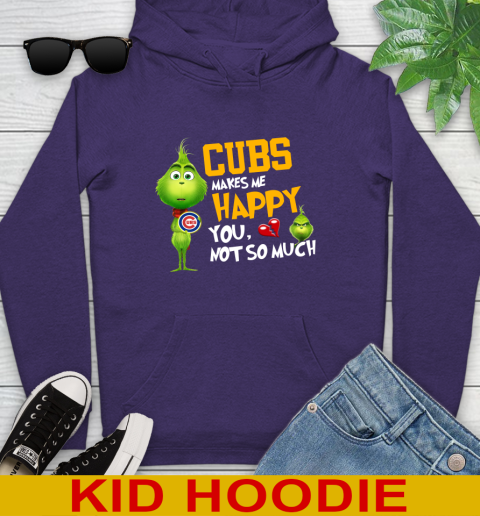 MLB Chicago Cubs Makes Me Happy You Not So Much Grinch Baseball Sports Youth Hoodie 5