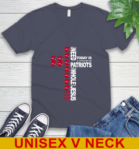 NFL All I Need Today Is A Little Bit Of New England Patriots Cross Shirt V-Neck T-Shirt 7