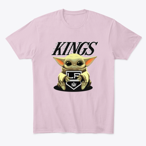 5oe5 baby yoda hugs the los angeles kings classic t shirt 2 front light pink