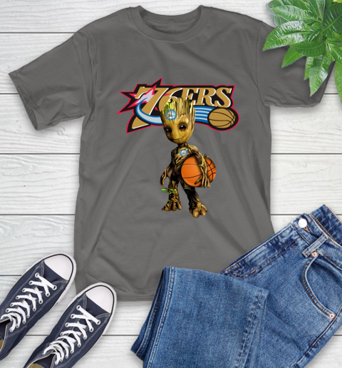Philadelphia 76ers NBA Basketball Groot Marvel Guardians Of The Galaxy T-Shirt 9