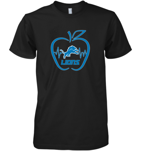 Apple Heartbeat Teacher Symbol Detroit Lions Premium Men's T-Shirt