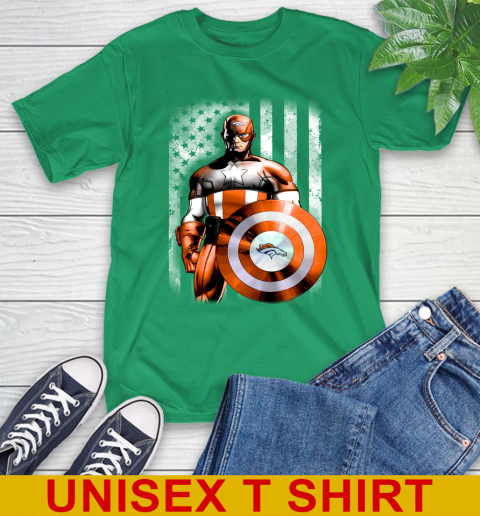 Denver Broncos NFL Football Captain America Marvel Avengers American Flag Shirt T-Shirt 7