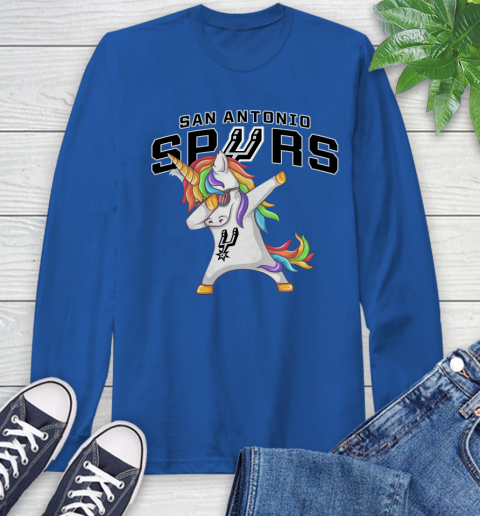 San Antonio Spurs NBA Basketball Funny Unicorn Dabbing Sports Long Sleeve T-Shirt 9