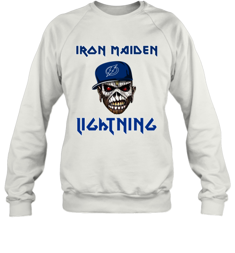 NHL Tampa Bay Lightning Iron Maiden Rock Band Music Hockey Sports 1ORsu6Q9CKP sweatshirt 35 95 151514 front white