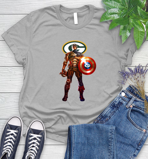 NFL Captain America Marvel Avengers Endgame Football Sports Green Bay Packers Women's T-Shirt 5