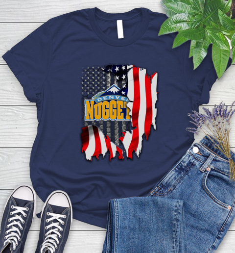 Denver Nuggets NBA Basketball American Flag Women's T-Shirt 14