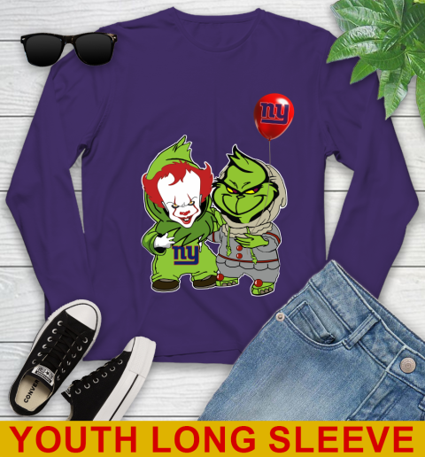 New York Giants Baby Pennywise Grinch Christmas NFL Football Youth Long Sleeve 5